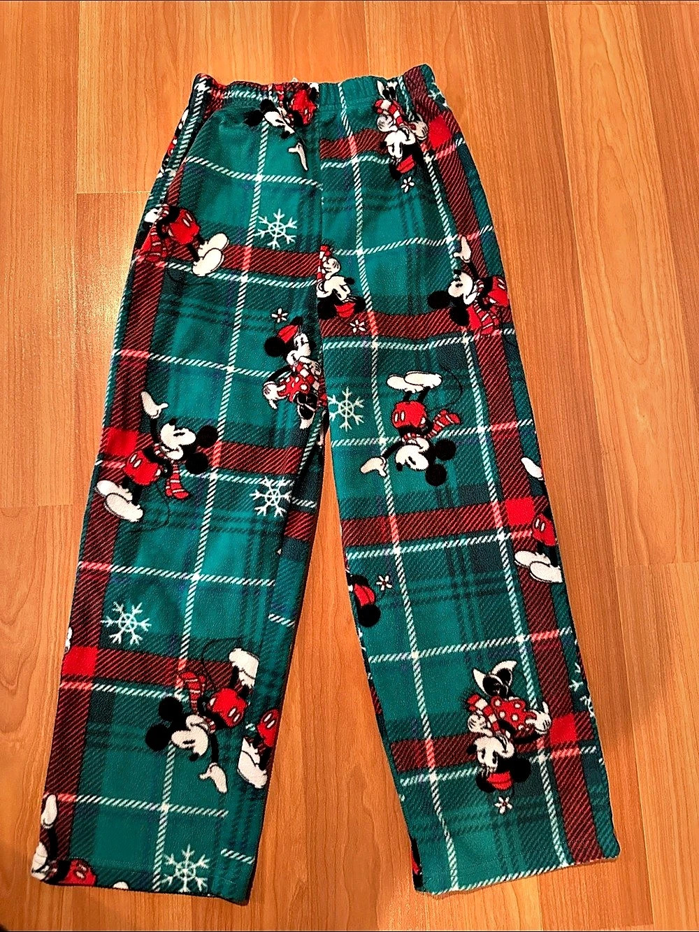 Disney Kids Plaid Pajama Pants in Green & Red Size